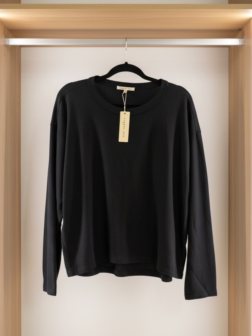 Copper Key Black Crewneck Long-Sleeve Sweater